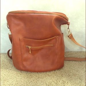 Tan Brown Ivy Mae Diaper Bag Backpack/Fawn Design
